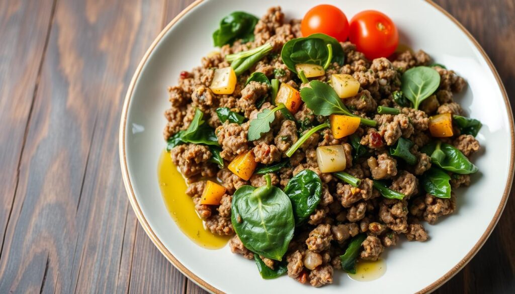 ground beef spinach