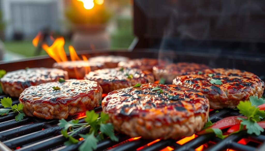 grilling bison burgers 