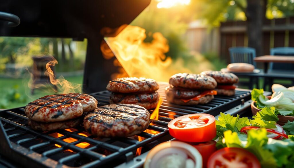 grilling bison burgers 